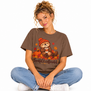 Thankful And Caffeinated otter Thanksgiving shirt for women, worn