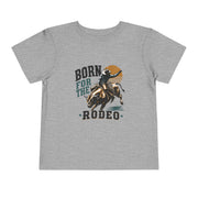Born for the Rodeo vintage bull rider print on an Athletic Heather toddler shirt