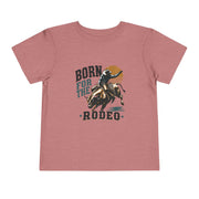 Born for the Rodeo vintage bull rider print on a Heather Mauve toddler shirt