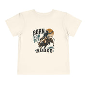 Born for the Rodeo vintage bull rider print on a Natural toddler shirt