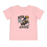 Born for the Rodeo vintage bull rider print on a Pink toddler shirt