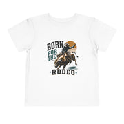 Born for the Rodeo vintage bull rider print on a White toddler shirt