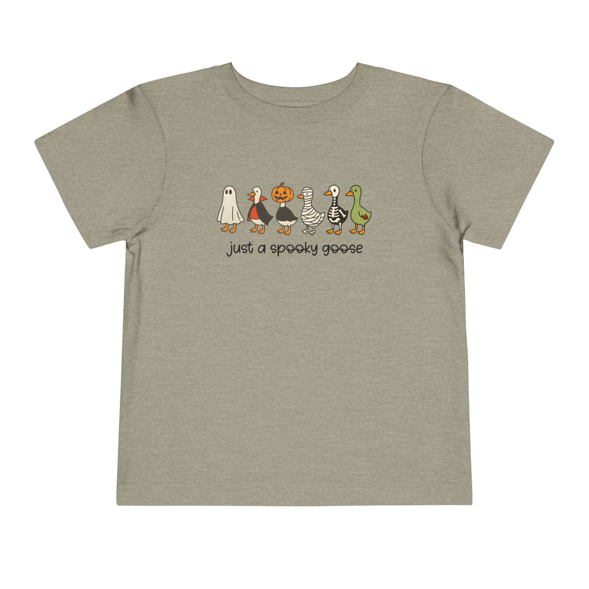 Spooky goose halloween print on a Heather Stone toddler shirt