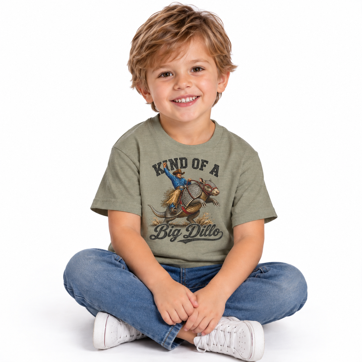 Toddler Kind of a Big Dillo Shirt styled in a lifestyle photo
