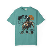 Born for the Rodeo vintage bull rider print on a Seafoam women's shirt