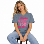 Women's I Wear Pink For My Mom Shirt styled in a lifestyle photo