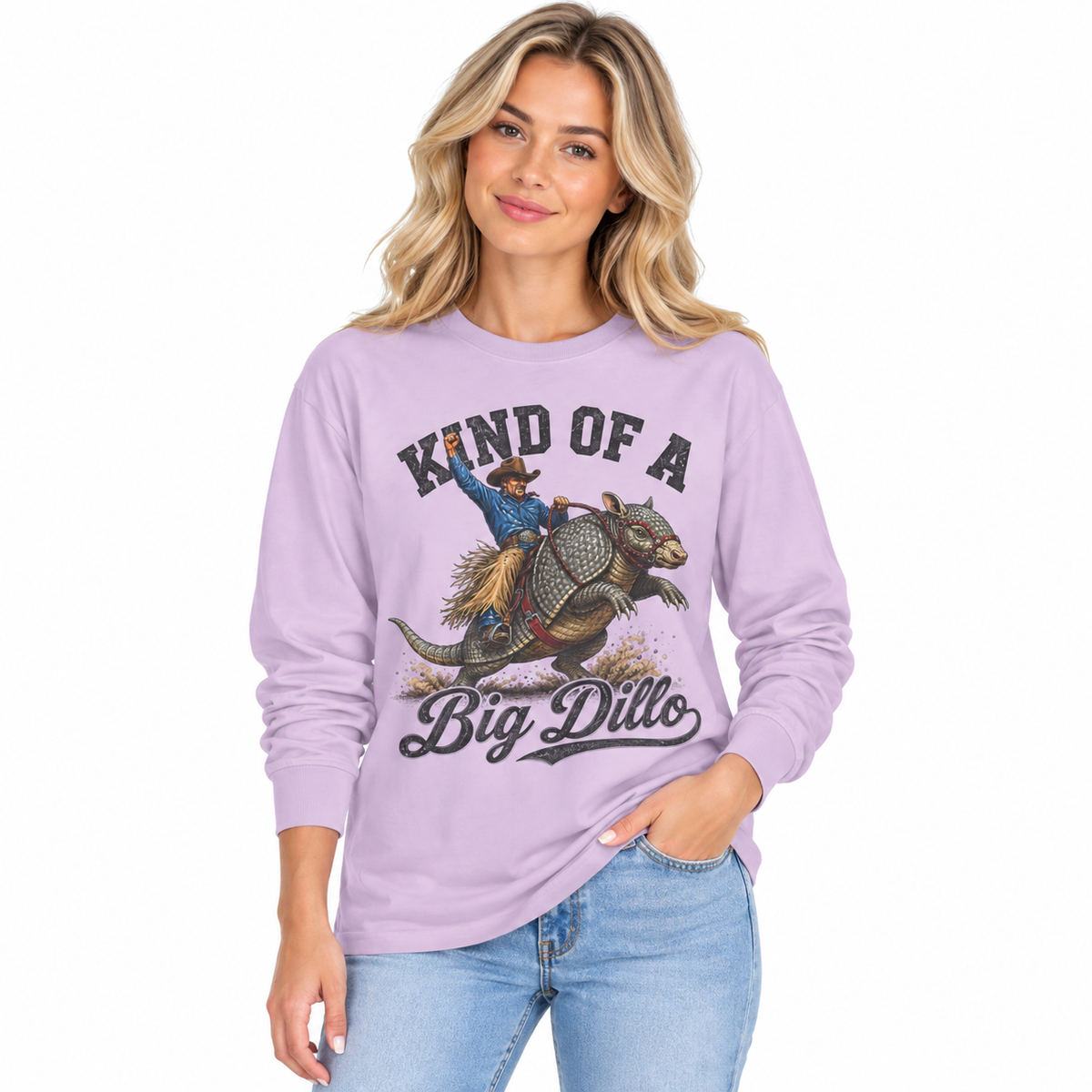 Women's Kind of a Big Dillo Long Sleeve Shirt styled in a lifestyle photo