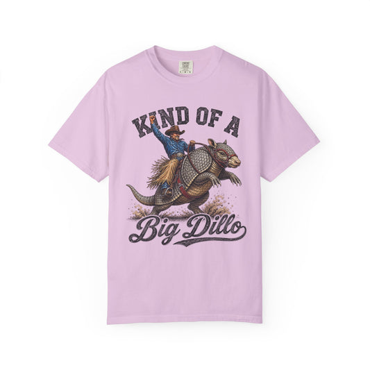 Kind of a Big Dillo vintage western armadillo print on an Orchid women's shirt