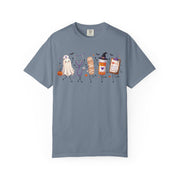 Spooky nurse illustration on a Blue Jean women's halloween shirt