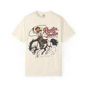 Rootin' Tootin' western print on an Ivory women's shirt