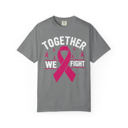 Together We Fight pink ribbon print on a Grey women's shirt