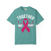 Together We Fight pink ribbon print on a Seafoam women's shirt