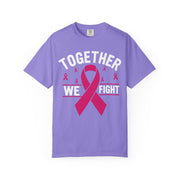 Together We Fight pink ribbon print on a Violet women's shirt